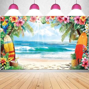 Beach Party Background - 6 * 4Ft Large Beach Party Banner Hawaiian Party Background Surf Party Decoration Hawaiian Beach Theme Party Decoration Backdrop Fabric (6 * 4ft)