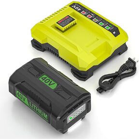 40V 6500mAh Replacement for Ryobi 40V Battery and Charger fit for Ryobi Battery 40V OP403A OP4040 OP4050A OP40601 OP4075A OP4060A OP4030 OP4060 OP4050 OP40602