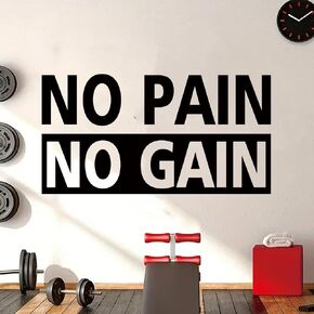 SEATUNE Gym Inspirational Wall Stickers - Quotes Motivational Fitness Wall Decals - Bedroom Home Gym Garage Vinyl Art Wall Decor - No Pain No Gain 21"X11"