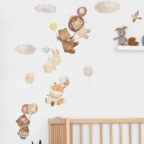 Woodland Wall Decals Peel and Stick, Animal Wall Decals for Woodland Nursery Decor, Waterproof & Removable Wall Stickers for Baby Girl, Boy Nursery Decor Neutral, Playroom Wall Decor (Woodland)