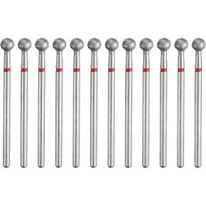 HARFINGTON 12pcs 120-140 Grits Diamond Grinding Bit 3.5mm Ball Head 2.35mm Shank 3.5mm Length Stone Sanding Drill Bits Rotary Tool for Ceramic Glass Nails Grinding Polishing