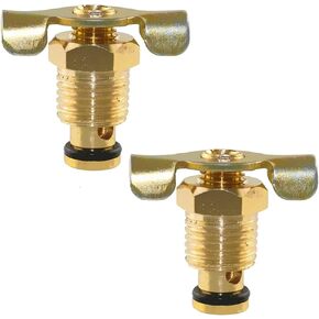 2Pcs 1/4 Brass Air Hose Fitting, Air Compressor Blowdown Valve, Air Tank Valve, NPT Male External Drain Cock Drain Switch With Handle