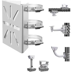 Universal Stainless Steel Surveillance Wall Mount Bracket with 3 Loops, Vertical Pole Adapter for CCTV Security Cameras, PTZ Dome, Indoor/Outdoor AP Access Points, and Client CPE