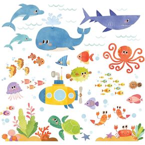 DECOWALL DS-8009 Sea Adventure Kids Wall Stickers Wall Decals Peel and Stick Removable Wall Stickers for Kids Nursery Bedroom Living Room (Small) d?cor