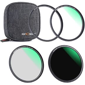 K&F Concept 62mm 3-Piece Magnetic Lens Filter Kit with MCUV, CPL and ND1000 HD Filters
