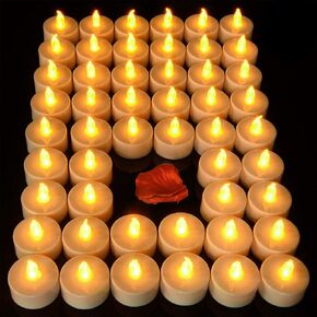 Lasts 2X Longer White Flameless Tealight Candles, 40 Pack, Batteries Included, Realistic Tea Lights Candles, Flickering Bright Tealights, Unscented Battery Operated Candles