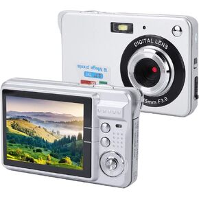 Kids Camera, 2.7in Screen HD Digital Camera 480 * 240 Resolution, Portable Kids Selfie Camera with Battery for Children Birthday Gift (Silver)