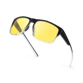 Night Vision Glasses, Wrap Around Night Driving Glasses for Men Women, Anti Glare Yellow lens for Night Time