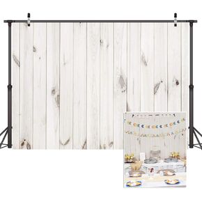 CYLYH 7x5ft Wood Backdrop White Wood Pattern Photo Background Kids Adult Photo Booth Video Shoot Studio Prop D099