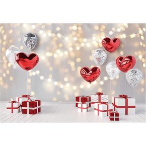 Funnytree 82" x 59" Valentine's Day Backdrop for Photography Glitter Bokeh Party Background Wedding Bridal Shower Decorations Portrait Birthday Banner Photo Booth Studio Props