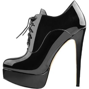Platform Lace Up Stiletto High Heels Round Toe Ankle Bootie