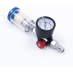 1/4 Inch Air Pressure Regulator, Air Adjusting Regulator Valve with Pressure Gauge and Water Trap Filter, Oil Separator Water Pressure Regulator for Air Spray Paint Gun