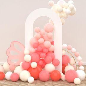 LEBENGURU Upgraded 7.2FT Open Arch Backdrop Cover, Light Pink Spandex Fitted Round Top Wedding Arches, Double-Sided U-Shaped Arch Chiara Stand Covers for Birthday Party Baby Shower Balloon Décor