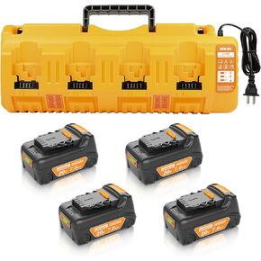 Upgraded 7.0Ah Replacement for Dewalt 20V Battery 4Packs 20V Max High Capacity and DCB104 Charger Replacement for DCB200 DCB203 DCB204 DCB206