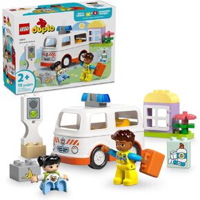 LEGO DUPLO Town Ambulance & Driver Building Toy Playset - Preschool Learning and Educational Ambulance Toy for Toddlers, Boys and Girls, Ages 2+ - Pretend Play Baby Gift Idea - 10447
