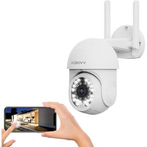 2MP Outdoor Wired Wi-Fi Camera Outdoor ，Security Camera with HD 2.4G WiFi with Features Like Human Motion Tracking Security Cameras Wireless Outdoor Night Vision SD Card Storage.