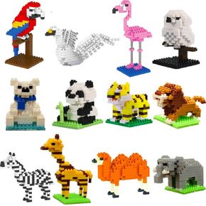 12 Packs Mini Forest Animals Building Blocks Toys Party Favors for Kids,STEM Educational Brick Kits,Goodie Bags, Classroom Prizes, Birthday Valentines Easter Gifts for Kids Boys Girls 1347PCS