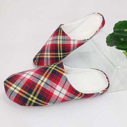 Of -ooot Mens & Womens Cotton Memory Foam Foam Slippers Bedroom Gloom on Shoes Tartan plaid Retro Style Anti Skid Rubber Extole in Kuwait