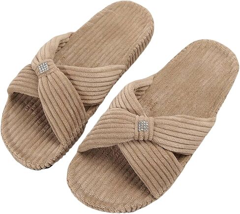 Slippers for Women Memory Foam Corduroy Bow Crossbands Slide Slipper Shoes House Bedroom Comfy Trendy Gift Slippers in Kuwait