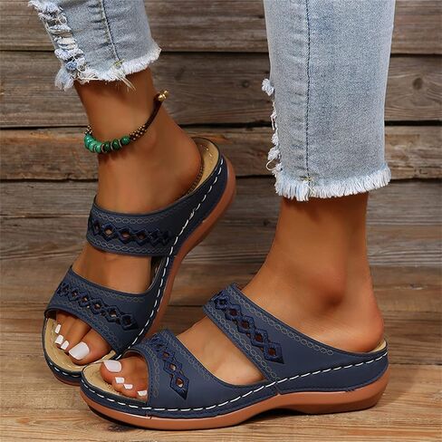 Ladmiple Orthopedic Sandals For Women Dressy Summer Comfortable Orthotic Flip Flops Casual Walking Slides with Arch Support in Kuwait