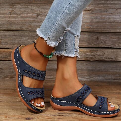 Ladmiple Orthopedic Sandals For Women Dressy Summer Comfortable Orthotic Flip Flops Casual Walking Slides with Arch Support in Kuwait