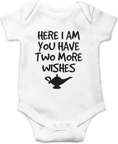AW Fashions Here I Am, You Have Two More Wishes Baby Bodysuit Funny Cute Newborn Romper Unisex Boys Girls in Kuwait