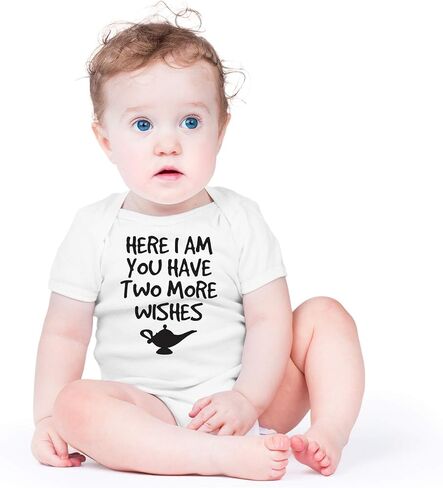 AW Fashions Here I Am, You Have Two More Wishes Baby Bodysuit Funny Cute Newborn Romper Unisex Boys Girls in Kuwait