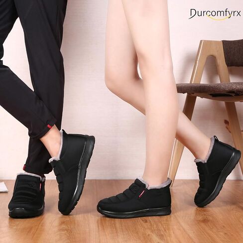 Snow Boots for Men Women: Water-resistant Winter Shoes Lightweight Warm Fur Lined Winter Boots - Slip On Casual Shoes Anti-Slip Sneakers Unisex Outdoor Comfort Ankle Boots Black Blue Coffee in Saudi Arabia