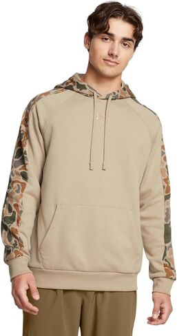 Under Armour Men’s Rival Fleece Camo Blocked Hoodie | Ultra-Soft Cotton Blend Hoodies for Men with Kangaroo Pocket in Kuwait
