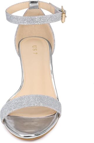 Allegra K Women's Glitter Open Toe Ankle Strap Wedge Heel Sandals in Kuwait