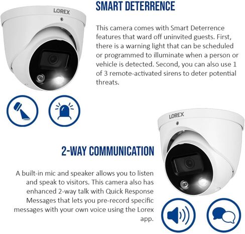 Lorex 4K Ultra HD Smart Praderrence IP 8MP Access Camera Dome Camera مع اكتشاف الحركة الذكية بالإضافة إلى حزمة (حزمة) (عنصران) in Kuwait