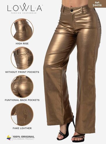 L.O.W.L.A SHAPEWEAR Butt Lifting Faux Leather Pants | Pantalones Colombianos Levanta Cola | Black Pleather Jeans in Kuwait