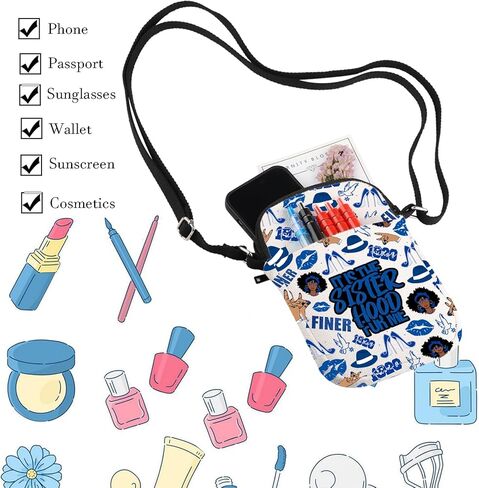 WCGXKO Sorority Gift 1920 Finer Woman Royal Blue & White Zipper Pouch Makeup Bag (FOR ME 1920 1) in Kuwait