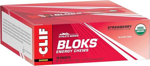 Clif bloks - نكهة الفراولة - مضغ الطاقة - غير المعدلة وراثيا - النبات القائم على النبات - الوقود السريع لركوب الدراجات والجري - الكربوهيدرات السريعة والكهارل - 2.12 أوقية. (18 عدد) in Saudi Arabia