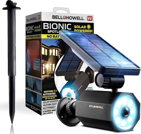 Bell+Howell Bionic Spot Motion Motion Sot Spot Lights في الهواء الطلق مقاوم للماء ، وأضواء المناظر الطبيعية الشمسية ، وأضواء الساحة الشمسية في الهواء الطلق مقاومة للطقس ، وأضواء LED مشرقة للغاية ، للحديقة ، العشب كما يظهر على التلفزيون in Saudi Arabia