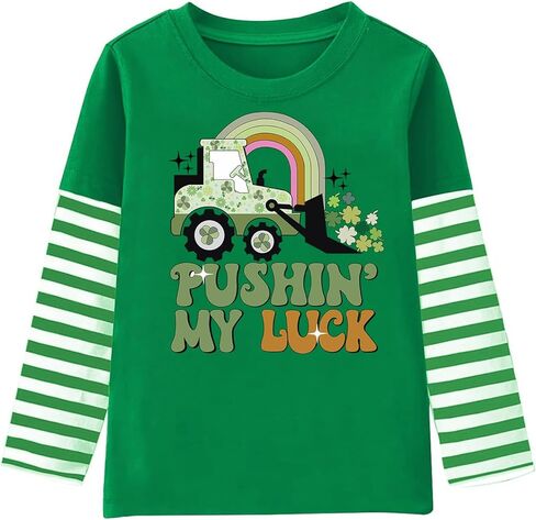 تي شيرت للأطفال الصغار يوم القديس باتريك تي شيرت Lucky Irish Shamrock Paddy's Day جرافيك تي شيرت علوي من 2-8 سنوات in Kuwait