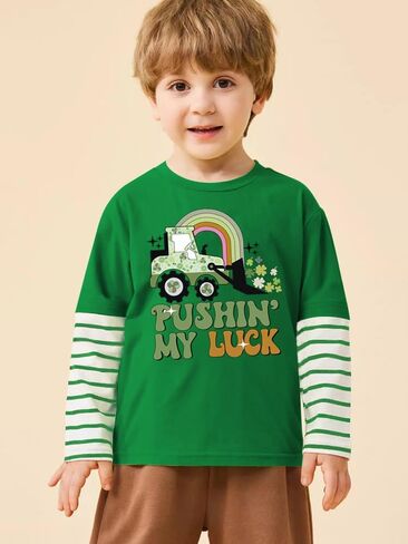 تي شيرت للأطفال الصغار يوم القديس باتريك تي شيرت Lucky Irish Shamrock Paddy's Day جرافيك تي شيرت علوي من 2-8 سنوات in Kuwait