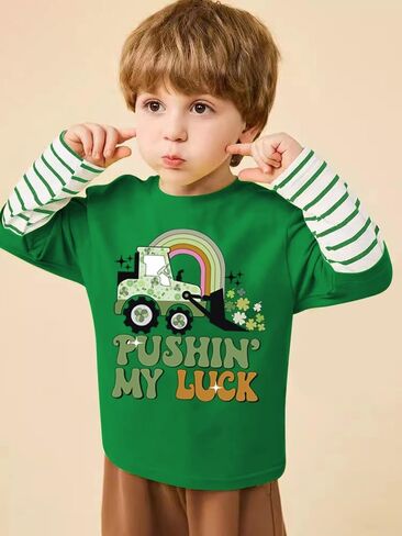 تي شيرت للأطفال الصغار يوم القديس باتريك تي شيرت Lucky Irish Shamrock Paddy's Day جرافيك تي شيرت علوي من 2-8 سنوات in Kuwait