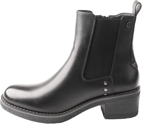 TMA EYES Women's Leather Ankle Boots Low Square Heel Side Zip Casual Fashion Boots in Kuwait