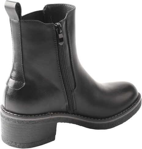 TMA EYES Women's Leather Ankle Boots Low Square Heel Side Zip Casual Fashion Boots in Kuwait