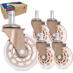 AXL Office Chair Caster Wheels Replacement rubber Caster, Suitable for Salon Desk Caster Wheels, Protect All Your Floors (7/16" x 7/8" Stem,Rose Gold Bracket, PU Material Wheel)