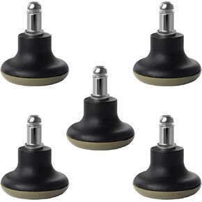 AAGUT High Profile Bell Glides Replacement for Office Chair, 7/16" x 7/8", Fixed Stationary Caster Wheel Glide, Matte Black Finish,Office Chair Wheel Stopper,5/Set