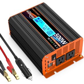 1100 Watt Pure Sine Wave Power Inverter 12V DC to 110V 120V Converter for Family RV Off Grid Solar System Car with Type-C Ports 2 AC Power Outlets Dual USB Ports LCD Display and Remote Control