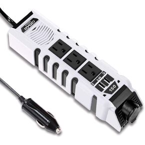 BYGD 150W Car Power Inverter for Vehicles, DC 12V to 110V AC Car Plug Adapter Outlet Converter with 1 Cigarette Lighter Socket, 3 AC Outlets, Dual 4.8A Fast Charging USB Ports for Digital Devices