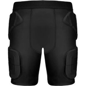 Youth Kids 5-Pad Football Girdle Padded Compression Shorts Rib Protectors Pants for Snowboard,Skate,Rugby Youth Adult Black