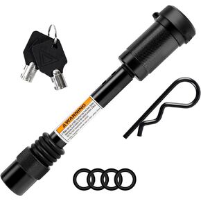 Trailer Hitch Pin Lock, 5/8" Dia with Extra Long 4" Hitch Lock Fits Class III IV V 2", 2-1/2"& 3" Receivers, Trailer Hitch Lock with Safety Clip and O-Rings for Trailer Truck Car Boat