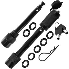 Trailer Hitch Lock Pin Set - 5/8" and 1/2" Extra Long Black Pins with One Locking System - 1 Safety Clip, 10 Anti Rattle O-Rings – Tow receivers 1.25", 2" and 2.5 inch (Class I,II,III,IV,V)…