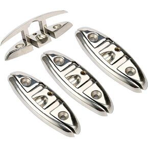Amarine Made 4 عبوات من 6 مرابط قابلة للطي من الفولاذ المقاوم للصدأ، مرابط قابلة للسحب - تعزيز السلامة ومظهر أي قارب