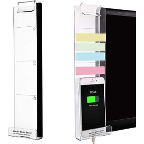 Monitor Memo Board - Sticky Note Holder - Computer Monitor Message Memo Screen Paper Holder - Clip Transparent Message Multifunction Notes Board for Home Office Desk Organizer Phone Holder (Right)