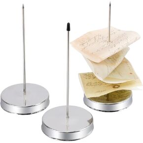 3 Pcs Receipt Holder Spike for Desk, Stainless Steel Ticket Stabber for Restaurant, Straight Rod Bill Fork, Paper Note Spike Stick, Memo Holder Stand for Office, Metal Bills Check Spindle